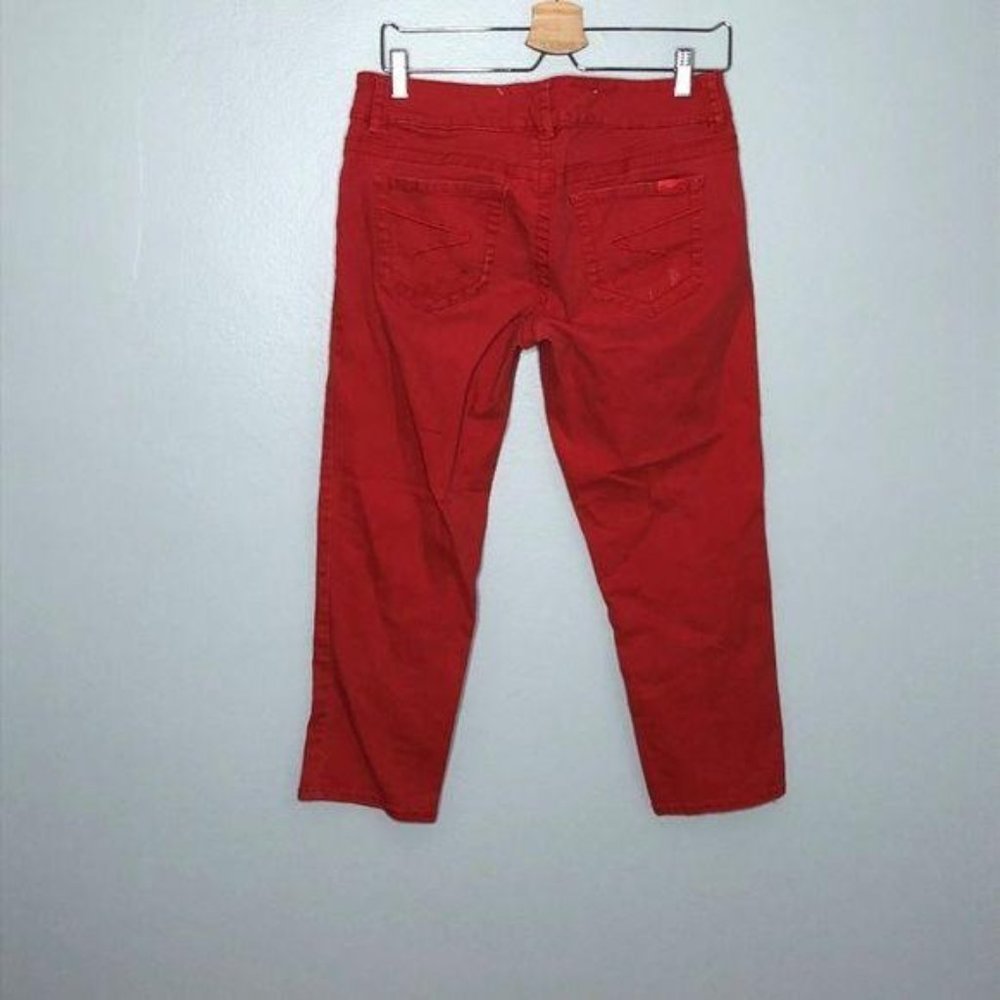 Seven Pink Red Denim Capris Sz 8 - Picture 3 of 3